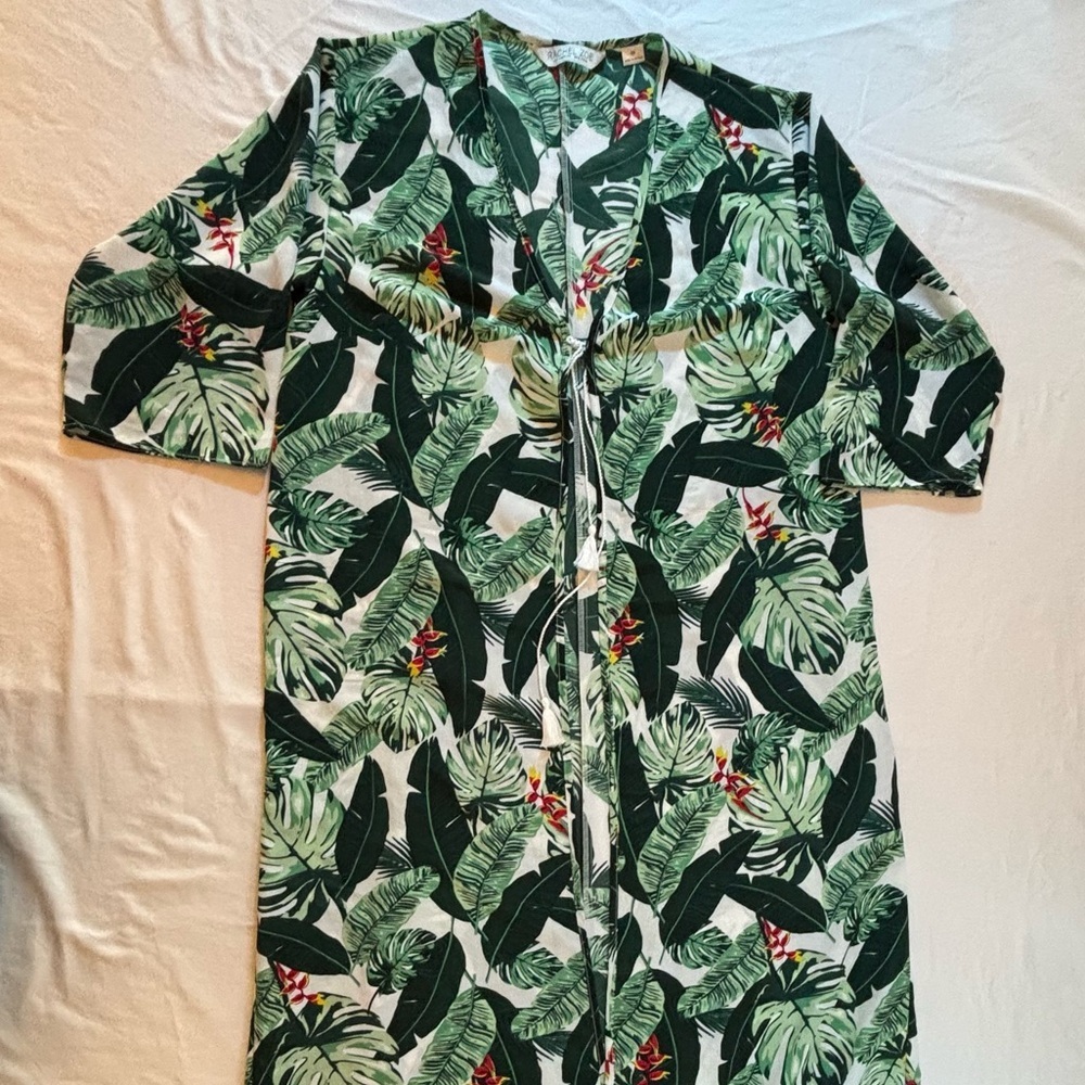 Rachel Zoe Tropical Leaf Print Kimono Cover Up Resort Wear
